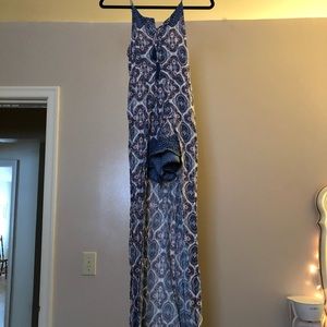 Lace up front romper